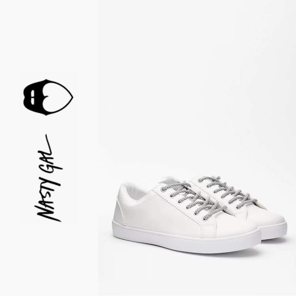 Nasty Gal White Hiker Lace Cup Sole Sneakers 6 / NIB